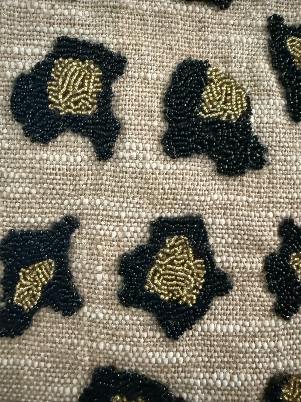 Beige Leopard-Print Beaded crossbody Tote Bag - Picture 2 of 6
